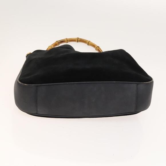GUCCI Bamboo Hand Bag Suede Black Gold 001 1014 001 1014 - Picture 9 of 16